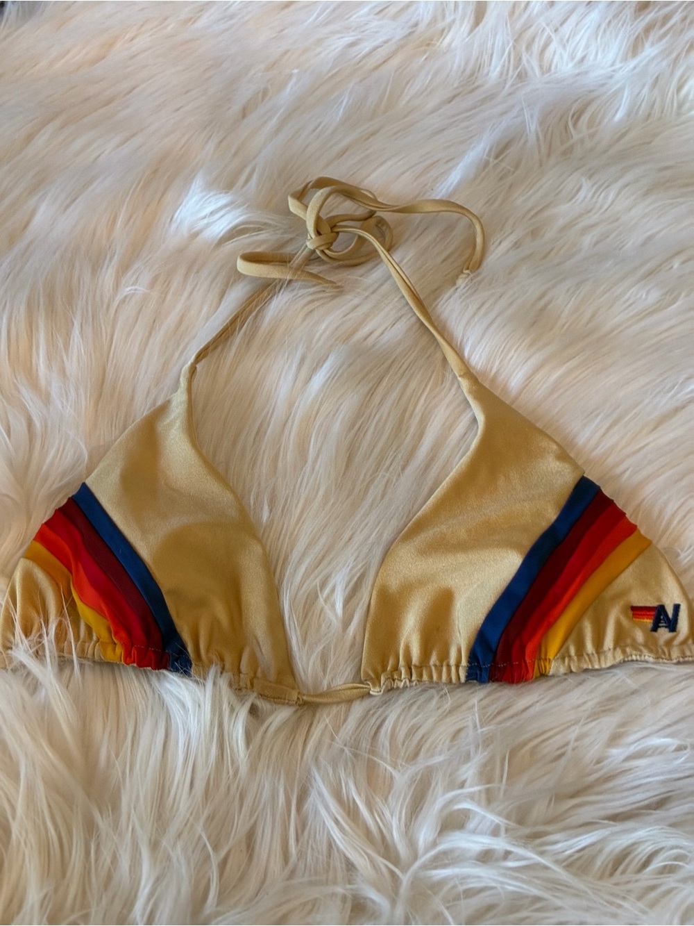 Aviator Nation Gold Triangle Bikini top.  XL - Picture 2 of 5
